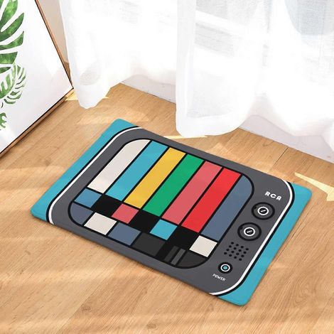Tapis d'entrée d'intérieur antidérapant à motif de cassette audio vintage (1/2)