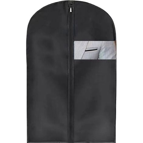Copertura antipolvere in tessuto non tessuto nero con cerniera per vestiti da casa, borsa portaoggetti impermeabile e antipolvere (4 pezzi 60 cm  100 cm)