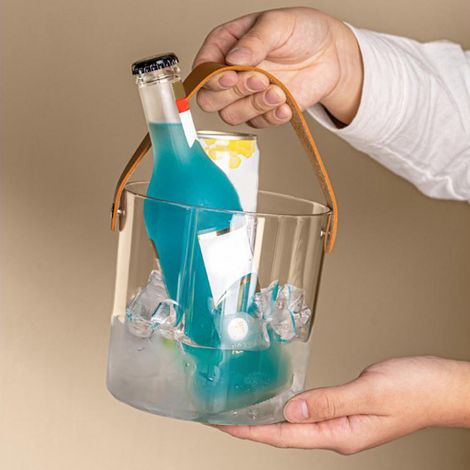 Petit seau à glace, seau à vin transparent avec poignée, seau à fleurs moderne et polyvalent pour la décoration de fêtes (1/5)