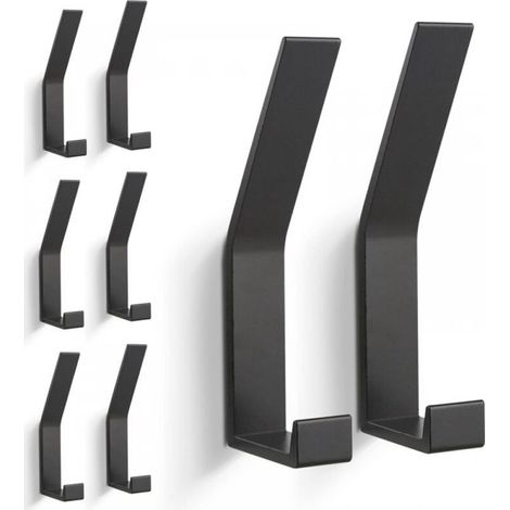 8 Piece Hanger, Wall Hanger (Invisible Screw), Modern Hooks for Clothes, Scarves, etc. (Black) (1/5)