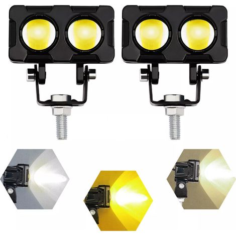 2PCS Fog Light 12-48V LED Car SUV ATV Motorcycle Spot Driving Lamp White+Yellow (1/5)