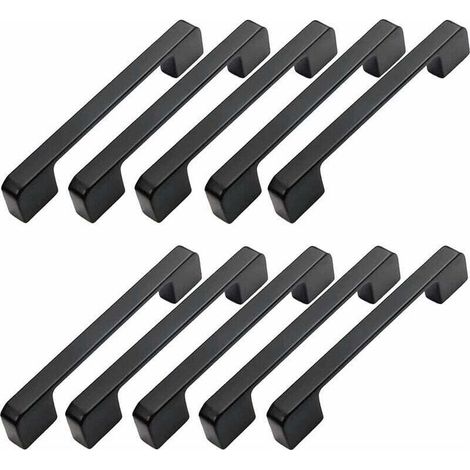 Aiperq 10pcs Poignée Meuble Entraxe 96mm-Poignée Porte Cuisine Noire Poignee Barre Meuble Poignee De Cuisine Noire 96mm (1/5)