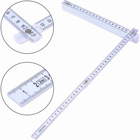 Règle pliante 2M à 10 dimensions avec curseur, 2 mètres, pliable, polyvalente, lisible à l'intérieur, règle de charpentier, outil de mesure pédagogique, léger et compact (1/5)