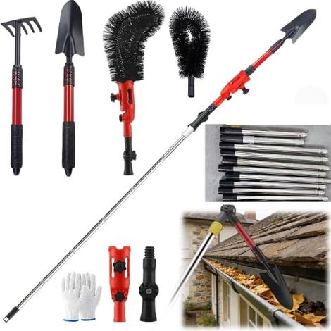 Brosse de Nettoyage Télescopique Gouttière 170 cm en Acier Inoxydable