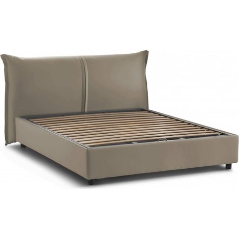 Talamo Italia Cama matrimonial Cesira, Cama contenedor con revestimiento de tela, 100% Made in Italy, Apertura frontal, adecuado para colchón Cm 160x200, Tórtola, con embalaje reforzado