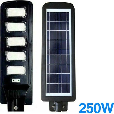 LAMPIONE LED CON PANNELLO SOLARE INTEGRATO CREPUSCOLARE 250 Watt LUCE FREDDA IP65 Con TELECOMANDO (1/4)