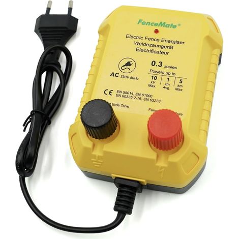 Electrificateur de Clôture Électrique 230V sur Secteur, puissance de 0,3 Joule, portée de 1 à 5 km,Idéal pour contenir les animaux domestiques et la volaille (0.3J) (1/5)
