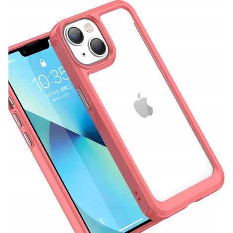 Custodia rigida per iPhone 14 con cornice in gel a tema spazio esterno, colore rosso. (1/5)
