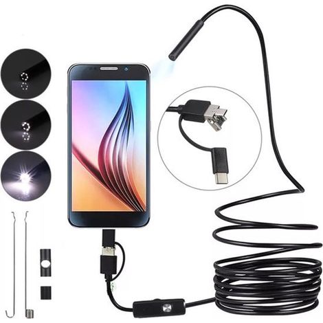 Endoscopio - Cable de 10 metros - Conector de 5,5 mm - 6 LED - Resistente al agua - Cámara endoscópica - Compatible con sistemas Android (1/5)