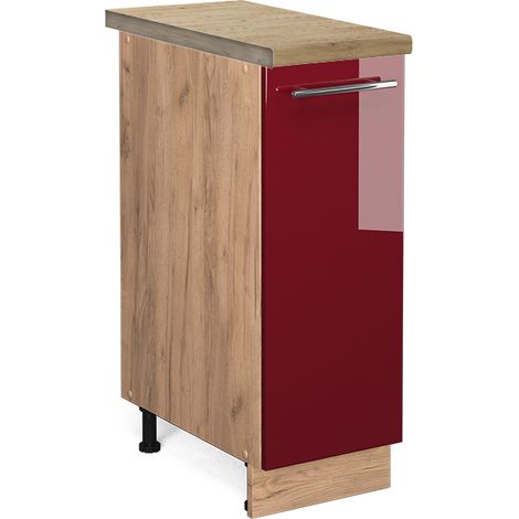Armadio cucina dispensa alto Fame-Line, Bordeaux lucido, 30 cm , PL Rovere, Vicco