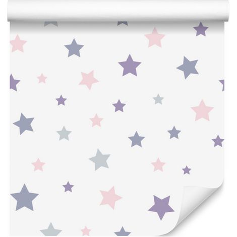 Papel pintado de delicadas estrellas en tonos pastel para salón y dormitorio, 50x1000 cm. (1/5)