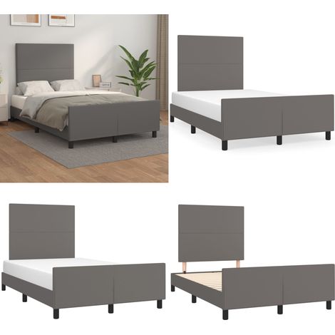 Cadre de lit sans matelas gris 120x200 cm similicuir - Lit Plateforme - Tête De Lit Ajustable - Cadre Lit Similicuir - Literie - Meubles Chambre À Coucher - Home & Living (1/5)