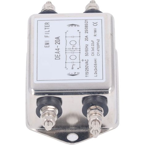 20A 115V/250V 50/60Hz Netz-EMV-Störungsunterdrückungsfilter, einphasig bipolar, Rauschunterdrücker, 2-polig (1/5)
