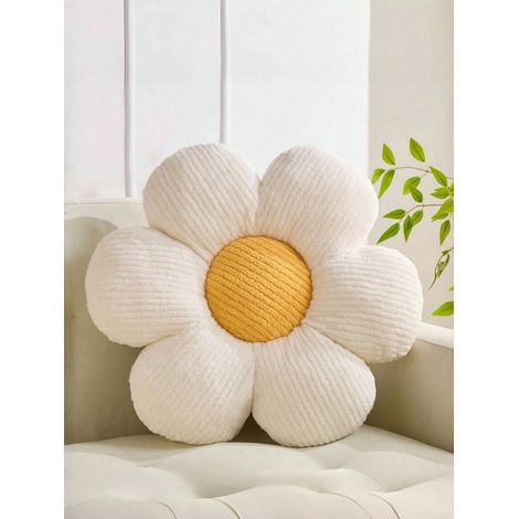Coussin en forme de fleur, mou et en forme de marguerite, matières en fausse fourrure de lapin, pour chambre d'hiver, canapé, literie, ameublement : 40cm40cm (1/4)