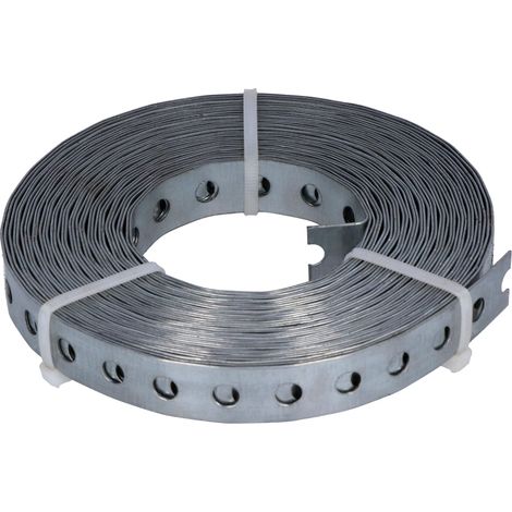 HELPMATE Nastro perforato 10 m di lunghezza - acciaio zincato sendzimir - larghezza 17 mm - spessore materiale 0,8 mm - zincato di alta qualità - Robusto per costruzione, officina, progetti fai da te (1/4)