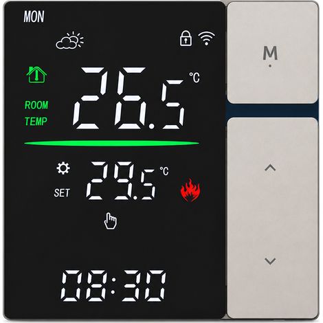 Thermostat Wi-Fi pour chauffage électrique au sol, 16 A, bordure grise, application Tuya/Smart Life, SDM5 (1/5)