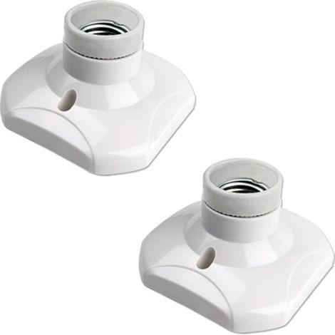 Douille de Plafonnier E27 à vis pour Lampe Murale Mur Intérieur, AC 230V, Support pour Ampoule LED E27, Base Plastique Culot E27 pour Plafond de Garage Atelier, lot de 2