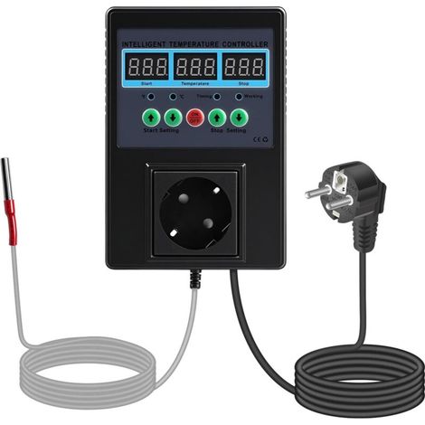 230V Digital Thermostat Plug with Temperature Regulator, 15A 1500W Thermostat Plug with Probe, Cooling and Heating Modes, Temperature Control for Greenhouses, Reptiles, and Terrariums (1/5)