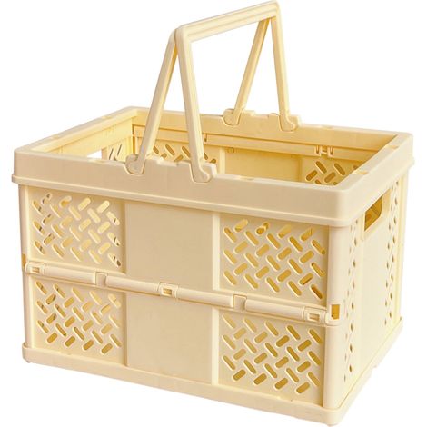 Panier De Rangement Plastique - Pliable Avec Poignées - Pour Pique-Nique Courses Magasin Ou Stockage Intérieur - 18,6 X 13,5 X 12,5 Cm - 1 Pièce (1/3)