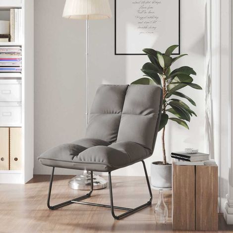 vidaXL Chaise de détente avec cadre en métal Gris clair Velours (1/5)