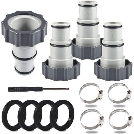 4 Pièces Adaptateur de Tuyau Piscine, Adaptateur de Piscine A, Adaptateur de Tuyau pour Pompe Intex, Raccord pour Tuyau de Pisc (1/5)