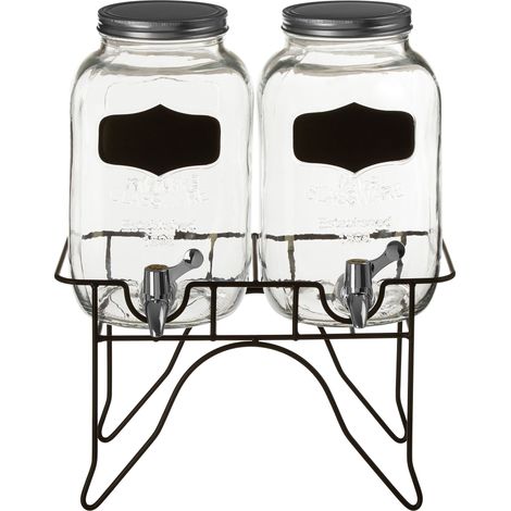 Interiors by Premier Stylish Glass Dispenser Jars, Spacious Glass Bottle With Metal Lids, Versatile Glass Jars With Metal Lids (1/4)