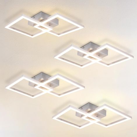 Plafonnier LED Salon - 4er Design moderne lampe de cuisine 24W Plafonnier salon lampe de chambre couloir éclairage de plafond coin argent pour chambre enfants bureau (1/5)