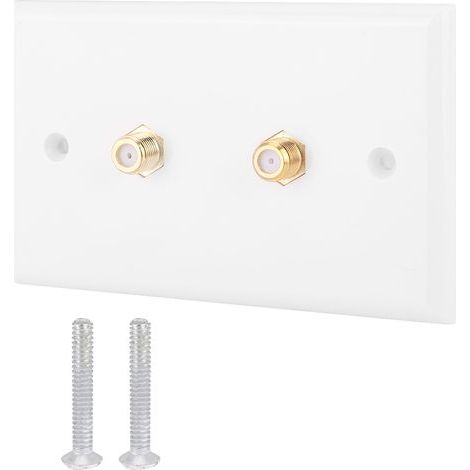 Ortviai Plaque Murale Double Prise F pour Câble TV – 2 Pièces, Matériau ABS, Dimensions 11 x 7 cm (1/5)