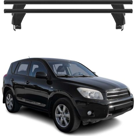 OMAC Barres de toit transversales en aluminium pour Toyota RAV4 III 2006-2012 – Antivol – Rainure en T – Testées City Crash – Charge Max 50 kg Noir (1/4)