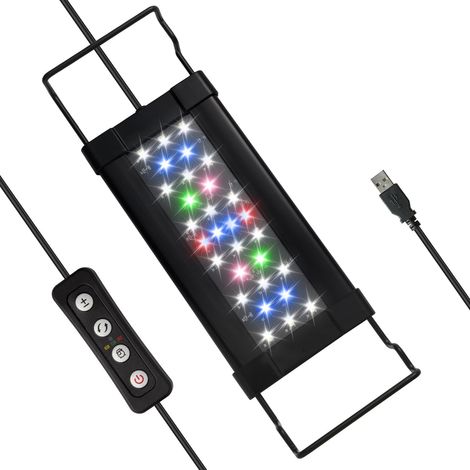 Éclairage Aquarium, USB Rampe LED 10W Full Spectrum Fish Tank Lighting, Supports Extensibles, Ajustable pour Plantes d'Aquarium, Contrôleur Externe, Minuterie réglable (1/5)