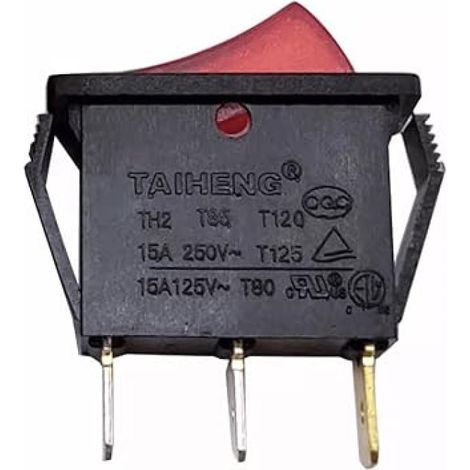 Beyamis Interrupteur à bascule pour lampe rouge TH2 T85 T120 (1 pièce), 3 broches, 2 positions, 15 A, 125/250 V. (1/2)