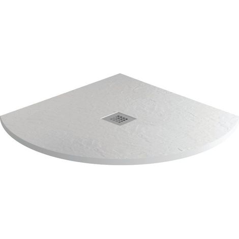 MX Minerals Ice White Slate Effect Quadrant Shower Tray 800mm x 800mm (1/3)