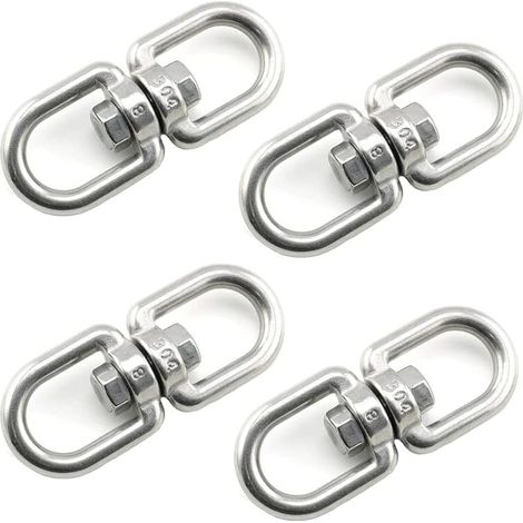 4 Pièces Crochet Pivotant M8 Double Extrémité Anneaux Pivotants en Acier Inoxydable 304 Suspendue Crochet Pivotant pour Balançoires Fauteuils Suspendus Sacs de Sable Cordes Chaînes (1/5)
