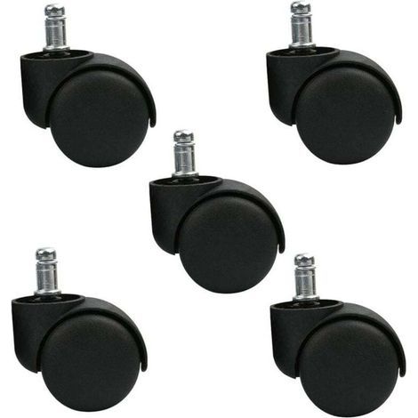 Juego de 5 ruedas giratorias para taburete o silla de oficina - Negro - Ruedas silenciosas (1/5)