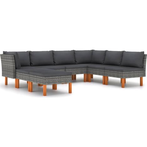 Maison Exclusive - 8-tlg. Garten-Lounge-Set mit Kissen Poly Ratta (1/5)