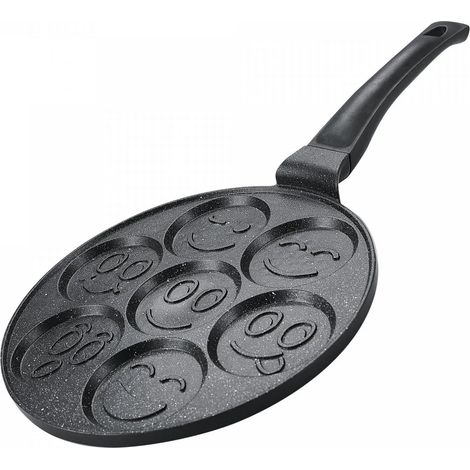 Herzberg HG-CP267SML : Poêle à crêpes et pancakes de 26 cm, revêtement marbré - 7 émoticônes souriantes (1/5)