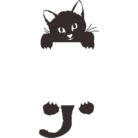 Autocollant Mural Chat Noir Pvc, Décor Chambre Bébé, Style Dessin Animé (1/5)