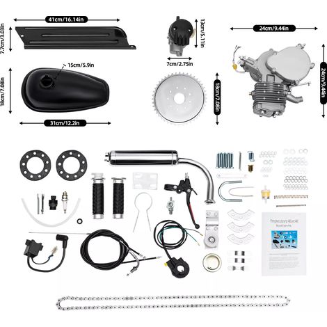 Kit motore per bicicletta da 80 cc, motore a benzina a 2 tempi, 2,2 KW, CPI, raffreddamento ad aria CDI monocilindro per mountain bike, bici da strada, biciclette