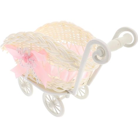 Panier à Bonbons Tressé Chariot, Pp Rose, Décor Créatif (1/5)