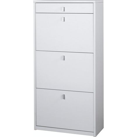 Scarpiera ingresso 3 ante con cassetto 15 paia di scarpe Naky - Bianco Shabby (1/5)