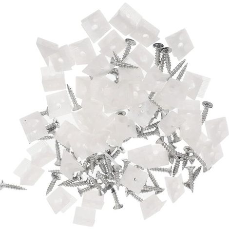 Support d'étagère - 120 Pièces - Support d'étagère d'armoire - 45 Degrés - Cornières d'angle en plastique - Avec vis - Supports pour armoires ou meubles de cuisine - Support de tiroir - Crochets de fi (1/5)