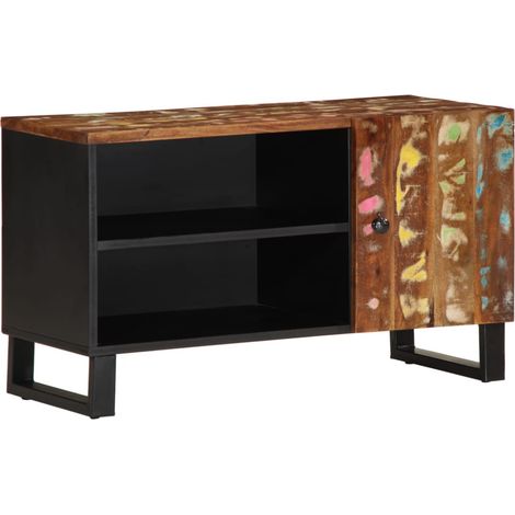Porta TV multimediale scaffale per televisione televisione buffet sala da pranzo soggiorno camera da letto 80 x 33 x 46 cm legno di recupero e ingegnerizzato marrone 020026245
