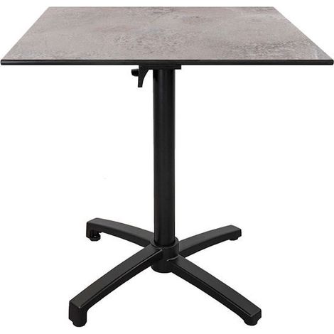 Table terrasse pliable en Compact HPL décor gris pierre 70 x 70