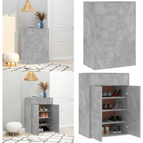 Schuhschrank Betongrau 60x35x84 cm Holzwerkstoff - Schuhschrank - Holzwerkstoff Möbel - Garderobe - Einbauschrank - Stauraum - Home & Living