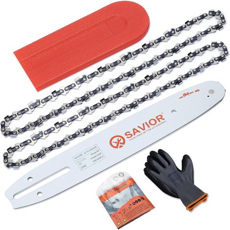 Savior 2 Chainsaw Chains with Guide Guard and Guide 25 cm 3/8" LP 40 Links 1.1mm, Compatible with DUC254, Einhell, Husqvana and Others (1/5)