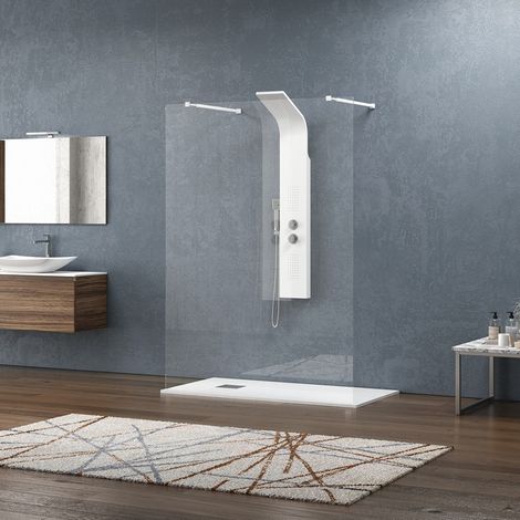 Doccia walk-in 160cm con staffe bianche vetro trasparente KW3000B kamalu