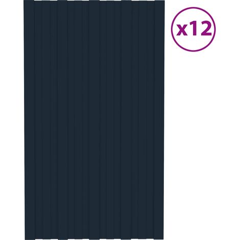 Panneau de toiture 12 pcs Anthracite 80 x 45 cm Acier galvanisé (1/5)