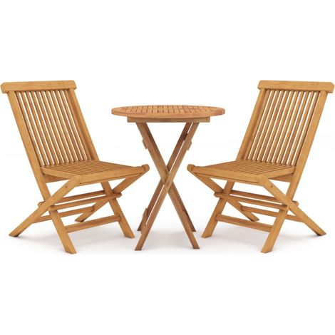 Ensemble à manger de jardin 3 pcs,Salon de jardin Bois de teck massif CFW61034 (1/5)