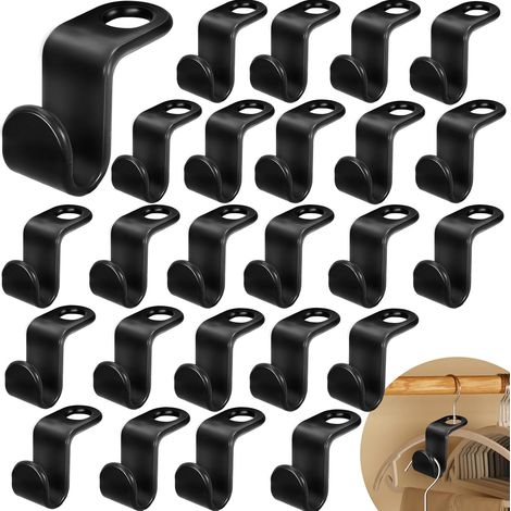 (Black) Clothes Hanger Connector Hooks 50 PCS - Hooks for Hangers to Save Space, Hanger Attachment for More Clothes,Closet Organizer (1/5)