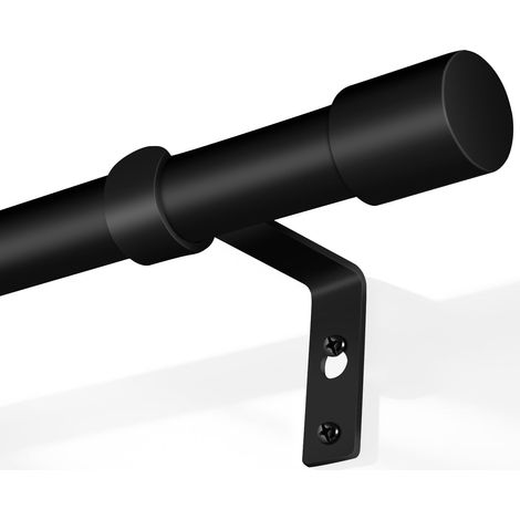 Tringle à Rideaux 76-152CM Extensible avec Embouts Ronds, 19 MM de Diamètre Avec Supports Et Vis, Capacité De Charge 12 KG Pour Fenêtre Dans La Chambre à Coucher/Salon/Salle (Noir) (1/5)